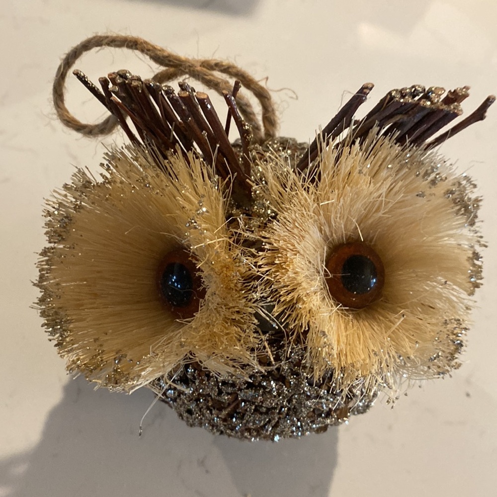 Vintage Owl sugared glitter ornament